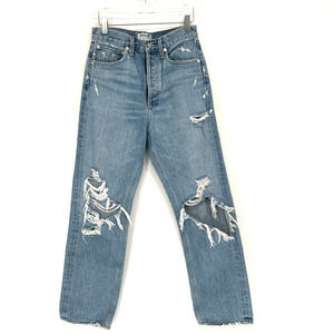 AGOLDE Jeans Womens 25 90's Mid Rise Loose Fit Distressed‎ Blue Denim Straight